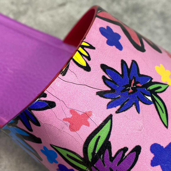 Goats Women's Purple Floral-Print The Slide W Round-Toe Slide Sandals SZ 5 - Picture 7 of 12